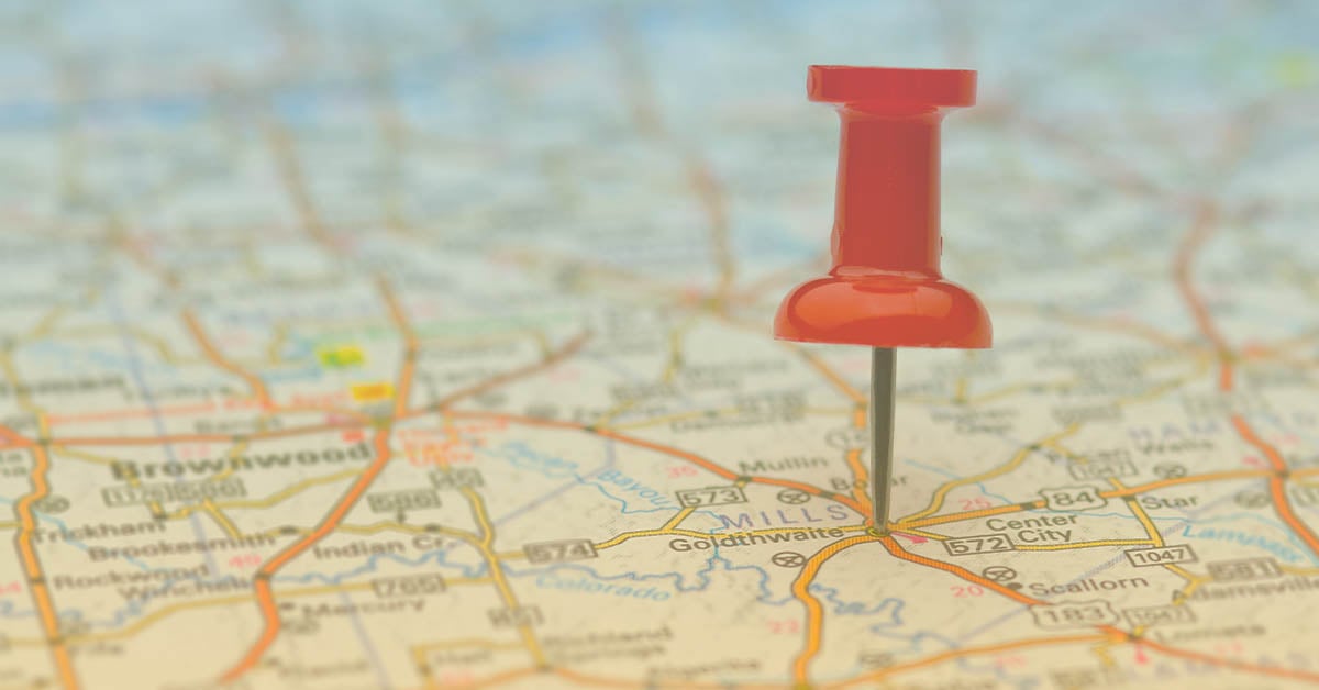 map, red pin