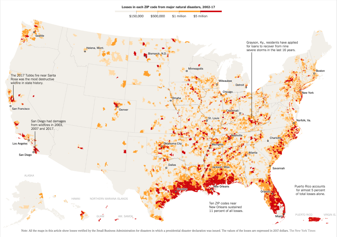 new york times, heat map, united states, natural disasters